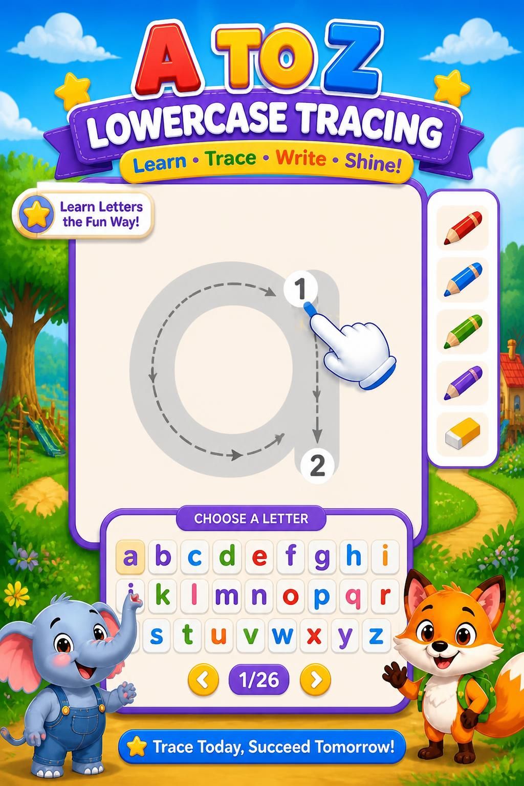 Lowercase Letter Tracing vertical preview